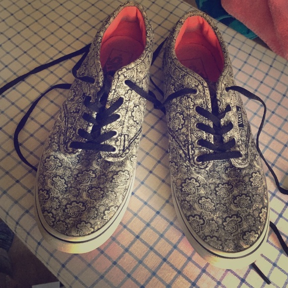 Black and White patterned Vans