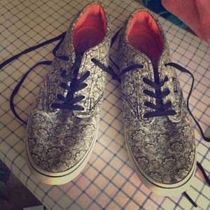 Black and White patterned Vans