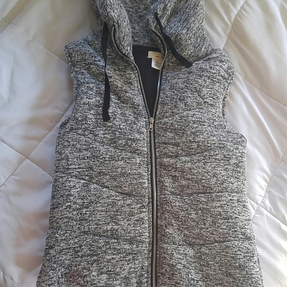 Wet Seal Jackets & Blazers - Gray Space Dyed Hooded Vest