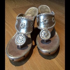 Jack Rogers platform silver sandals