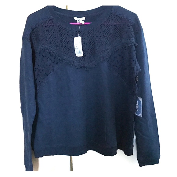Sweatshirt with lace detail, size M, tags on