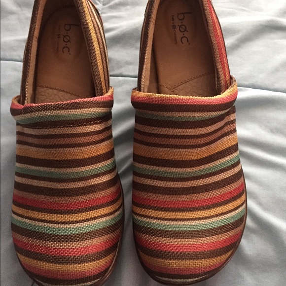 Multicolored Striped b.o.c. Clogs