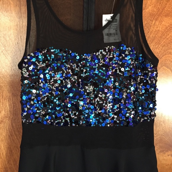 Sequin Dress With Mesh Neckline & Waist - Picture 2 of 4