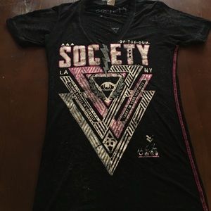 Society (Buckle) Black/Hot Pink Burnout Shirt