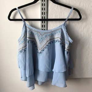floral blue chiffon tank
