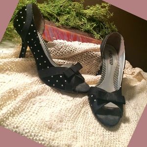 Unlisted stripe || polka dot peep toe pump || 6 👠