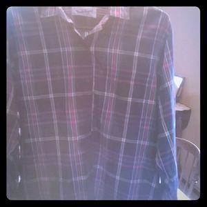 Diane Von Furstenberg button down plaid shirt