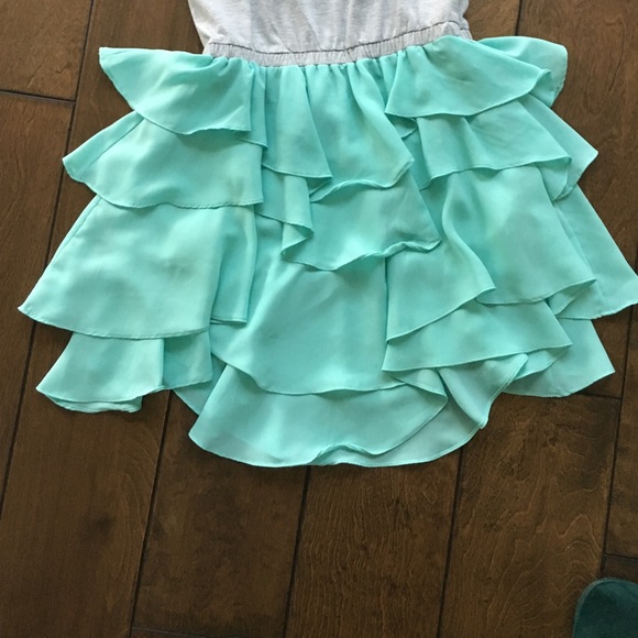 Lucca couture mini tiered dress m aqua and grey - Picture 2 of 4