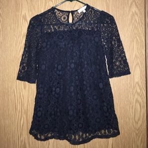 Blue lace blouse