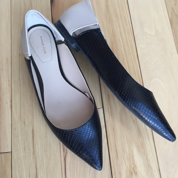 Like new ZARA FLATS 2-tone black and nude