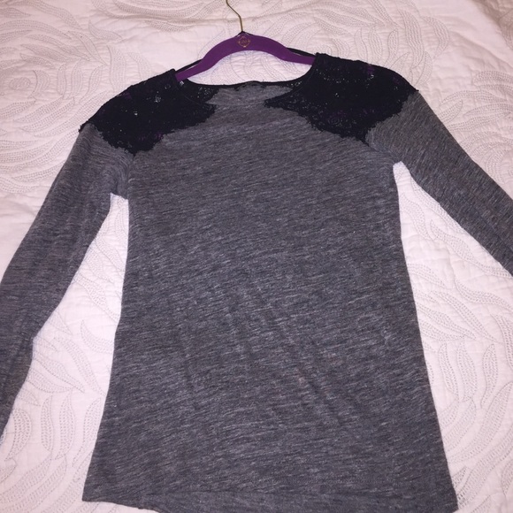 Zara - grey & black lace light weight sweater
