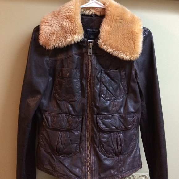Brown Distressed Leather Coat