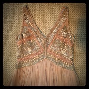 AIDAN MATTOX beaded blush gown