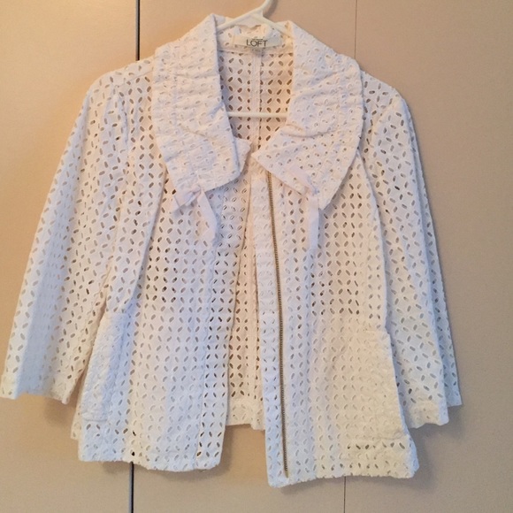 Ann Taylor Loft white eyelet jacket
