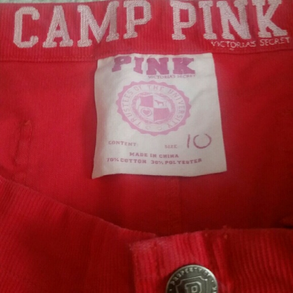 Pink by VS Camp Pink Courdory Red Skirt
