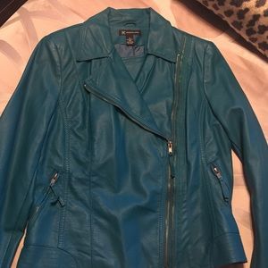 INC moto jacket color teal/forest size Medium