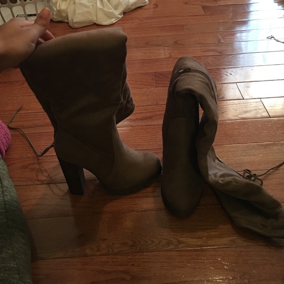 Over the knee suede boots