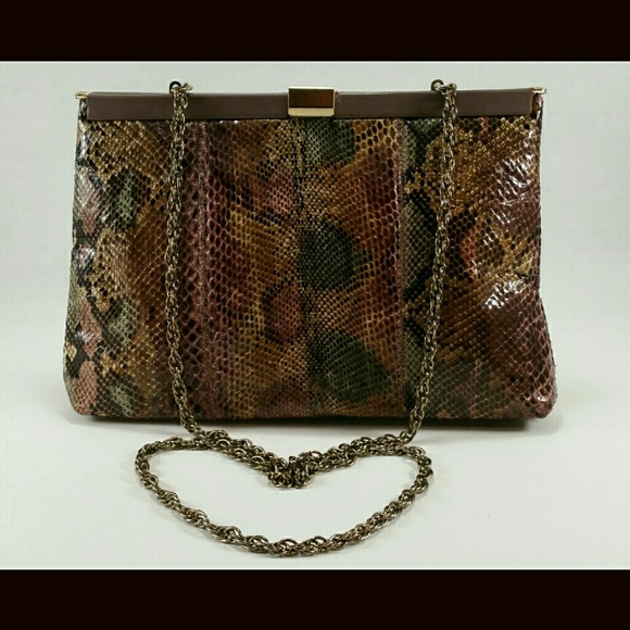 Dark Snake Skin Frame Bag Purse Handbag