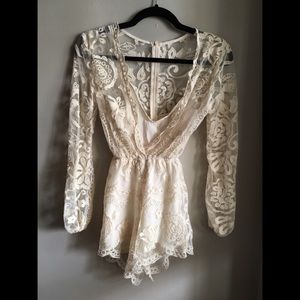 Cream Lace Romper