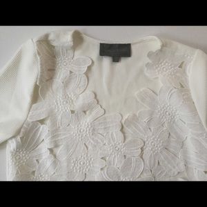 Anthropologie NWOT off-white floral open jacket