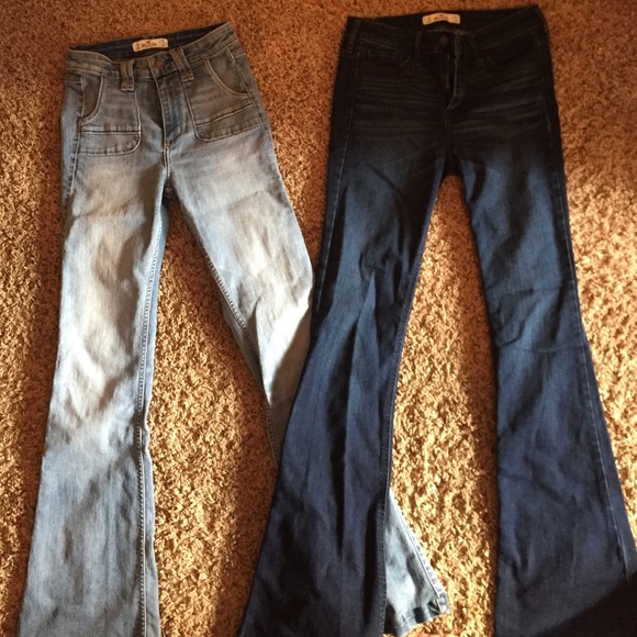 Two flare cut hollister jeans, size 25 or 1