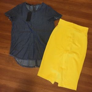 WAVEN Denim T-Shirt & 5th & Mercer Pencil Skirt