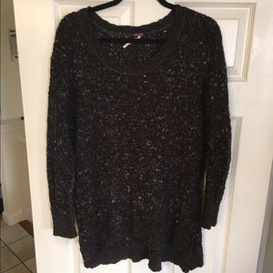 Free People Black and Grey Knit Sweater