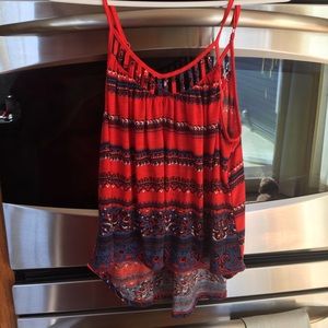 aztec print tank top with caged collar