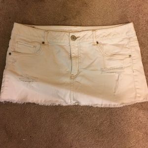 White distressed denim mini