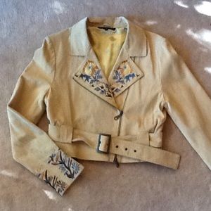 Heart Moon Star suede motto jacket.