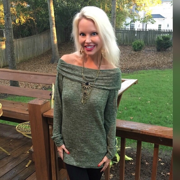 ! Brushed off shoulder sweater tunic! LAST ONE - Picture 2 of 2