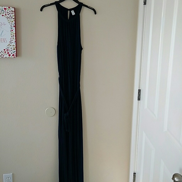 Navy High-neck Maxi dress