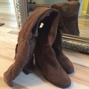 Over the knee suede boots