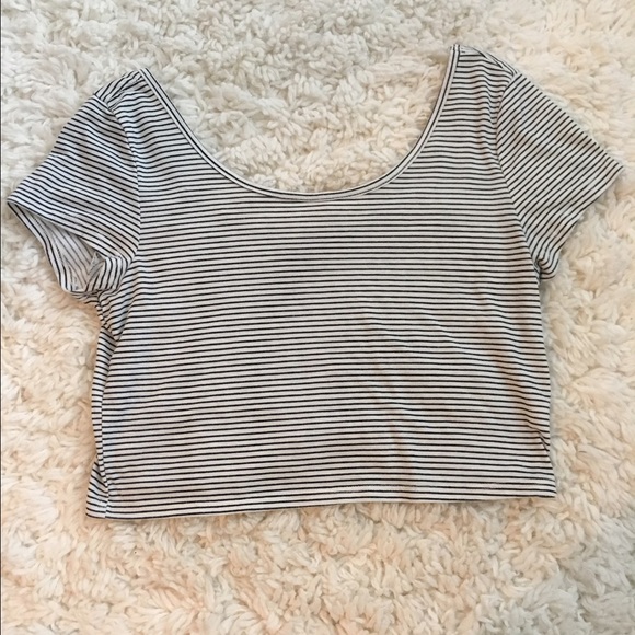 Black and white striped crop top