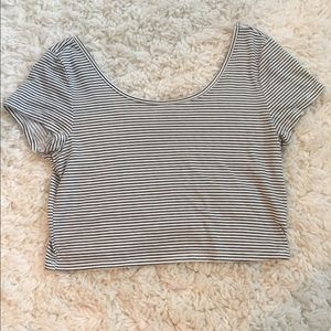 Black and white striped crop top