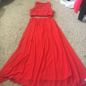 Coral bridesmaid dress, size large two pieces