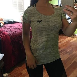 PINK scoop neck tee with sequins