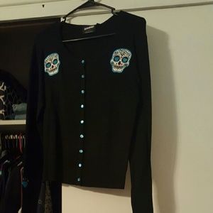Black cardigan with sugar skulls