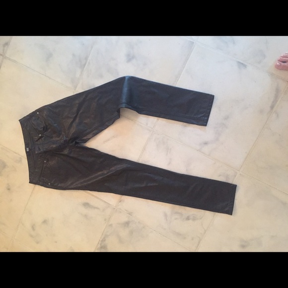 Leather look pants size 8. Black.