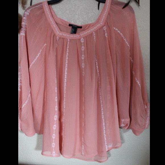 Peach Forever 21 Long Sleeve Blouse