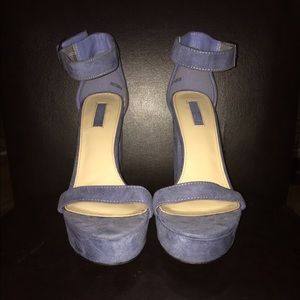 Faux suede platform heels