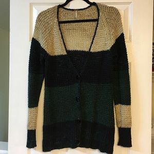 Free People Color Block Cardigan