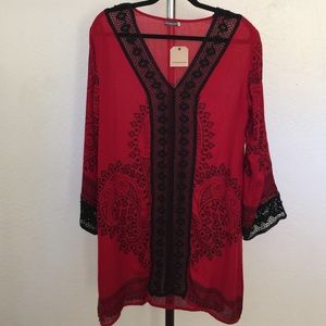 💃🏽 Gorgeous NWT Red & Black Boho Dress