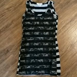 Lace/striped tunic tank