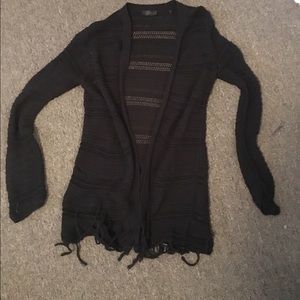 Black knit sweater with fringes