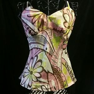 100%silk multi colored tank top