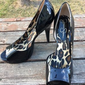 Jessica Simpson black peep toe heels