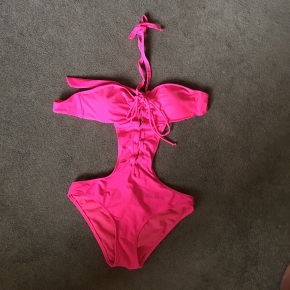 Pink one piece bikini
