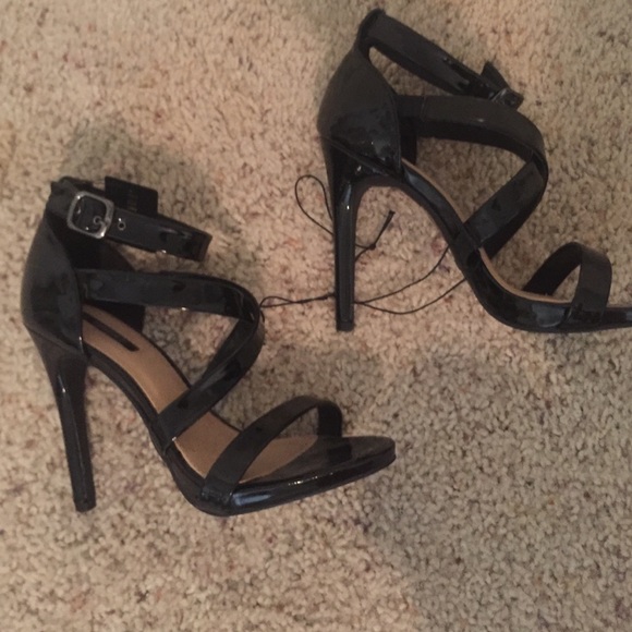 Black strap heels