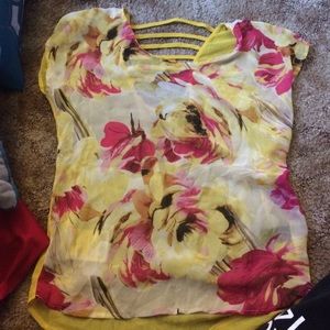 Bright yellow shirt with flowers